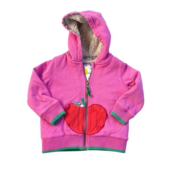 Mini Boden Shaggy-Lined Appliqué Apple Hoodie 2/3Y - Picture 1 of 9